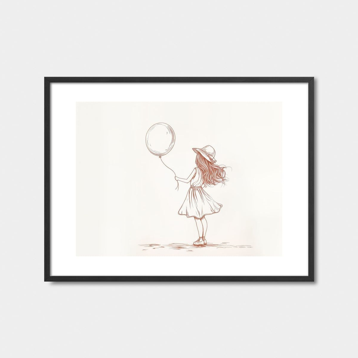 Girl With Balloon Sketch Art Print Feature Image