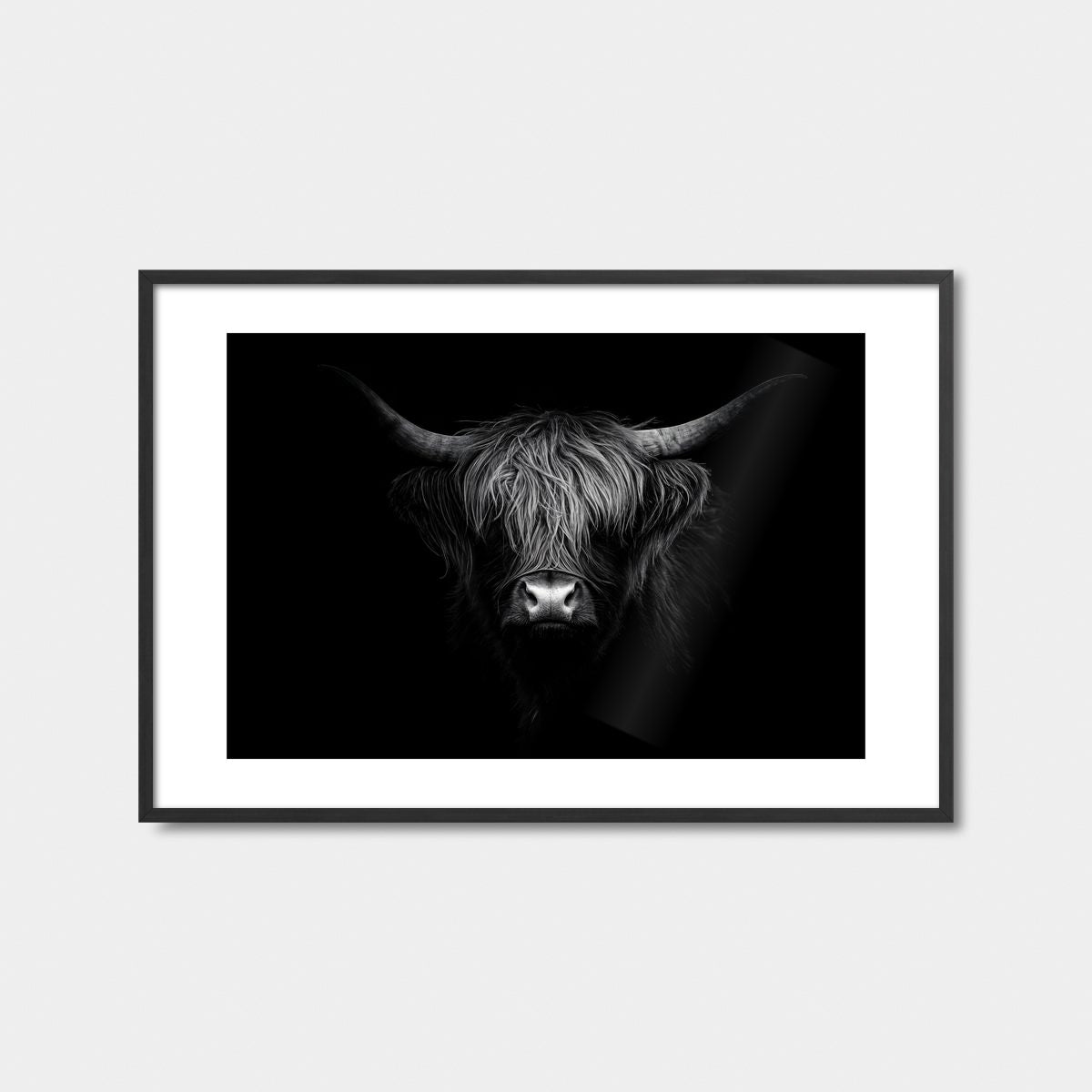 Monochrome Highland Cow Art Print Feature Image