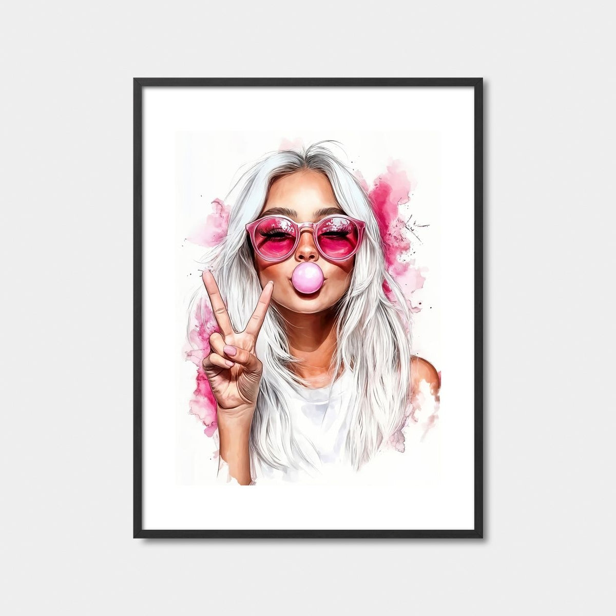 Pink Bubble Gum Girl Art Print Feature Image