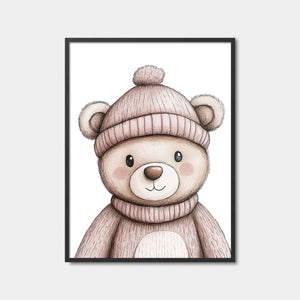 Adorable Pink Hat Bear Art Print Feature Image