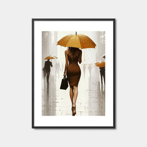 Business Woman In Rain Art Print Feature Image