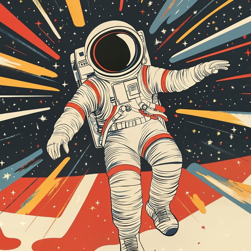 Cosmic Space Explorer Art Print Close-up