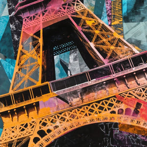 Eiffel Tower Collage Art Print Close-up