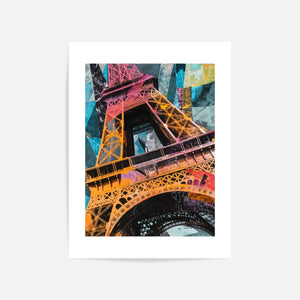 Eiffel Tower Collage Art Print Unframed