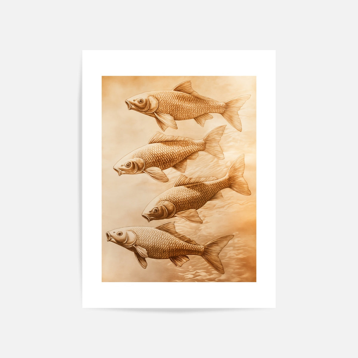 Fish Swimming Upstream Art Print Unframed