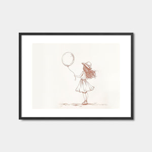 Girl With Balloon Sketch Art Print Feature Image