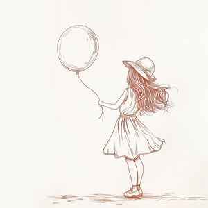 Girl With Balloon Sketch Art Print Close-up