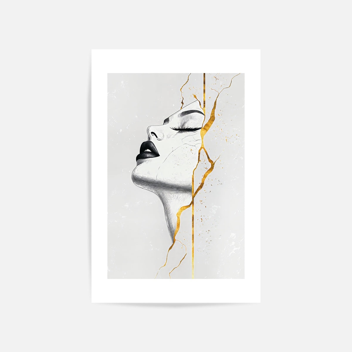 Golden Cracks Portrait Art Print Unframed