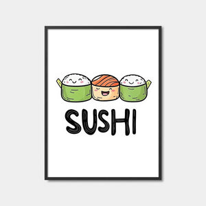 Happy Sushi Roll Trio Art Print Feature Image