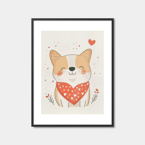 Heart Bandana Corgi Art Print Feature Image