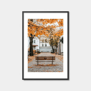 Heart Bench In Autumn Art Print Feature Image