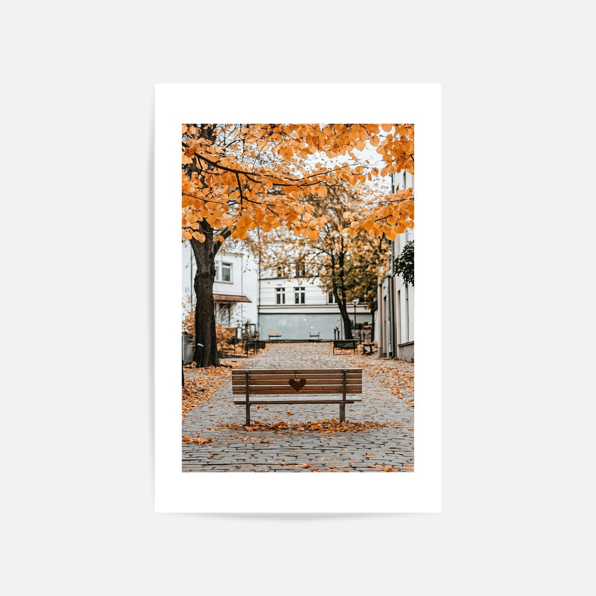 Heart Bench In Autumn Art Print Unframed