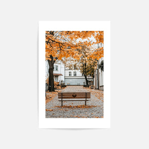 Heart Bench In Autumn Art Print Unframed