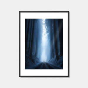 Lone Figure In Mist Art Print Feature Image