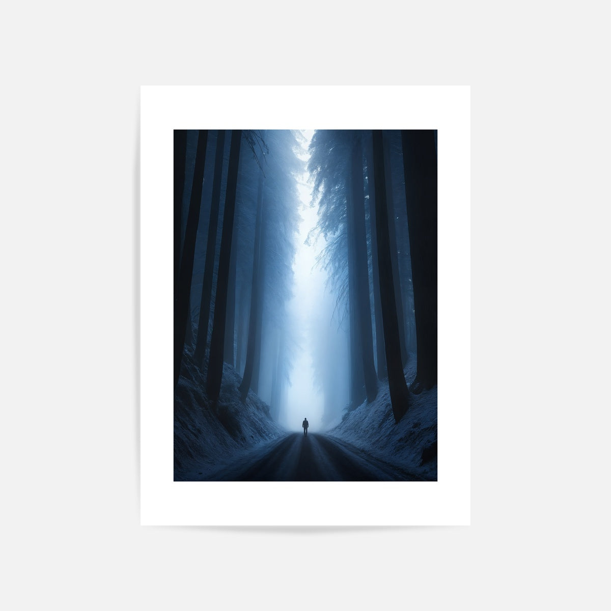 Lone Figure In Mist Art Print Unframed