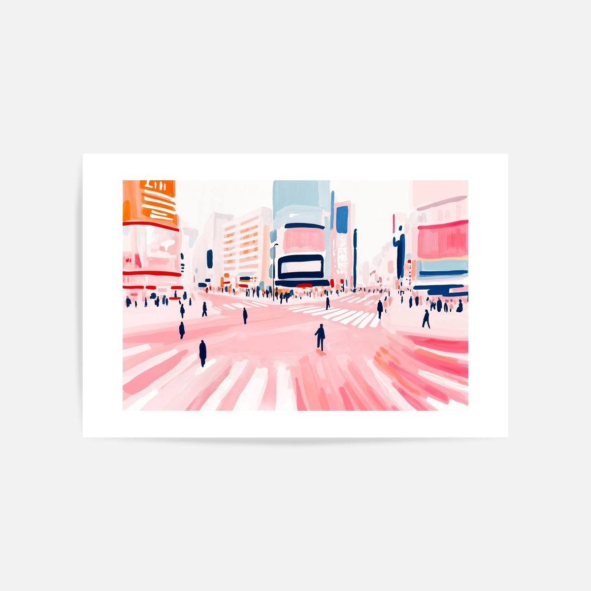 Shibuya Crossing Pink Art Print Unframed