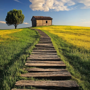 Wooden Path To Cabin Art Print Close-up